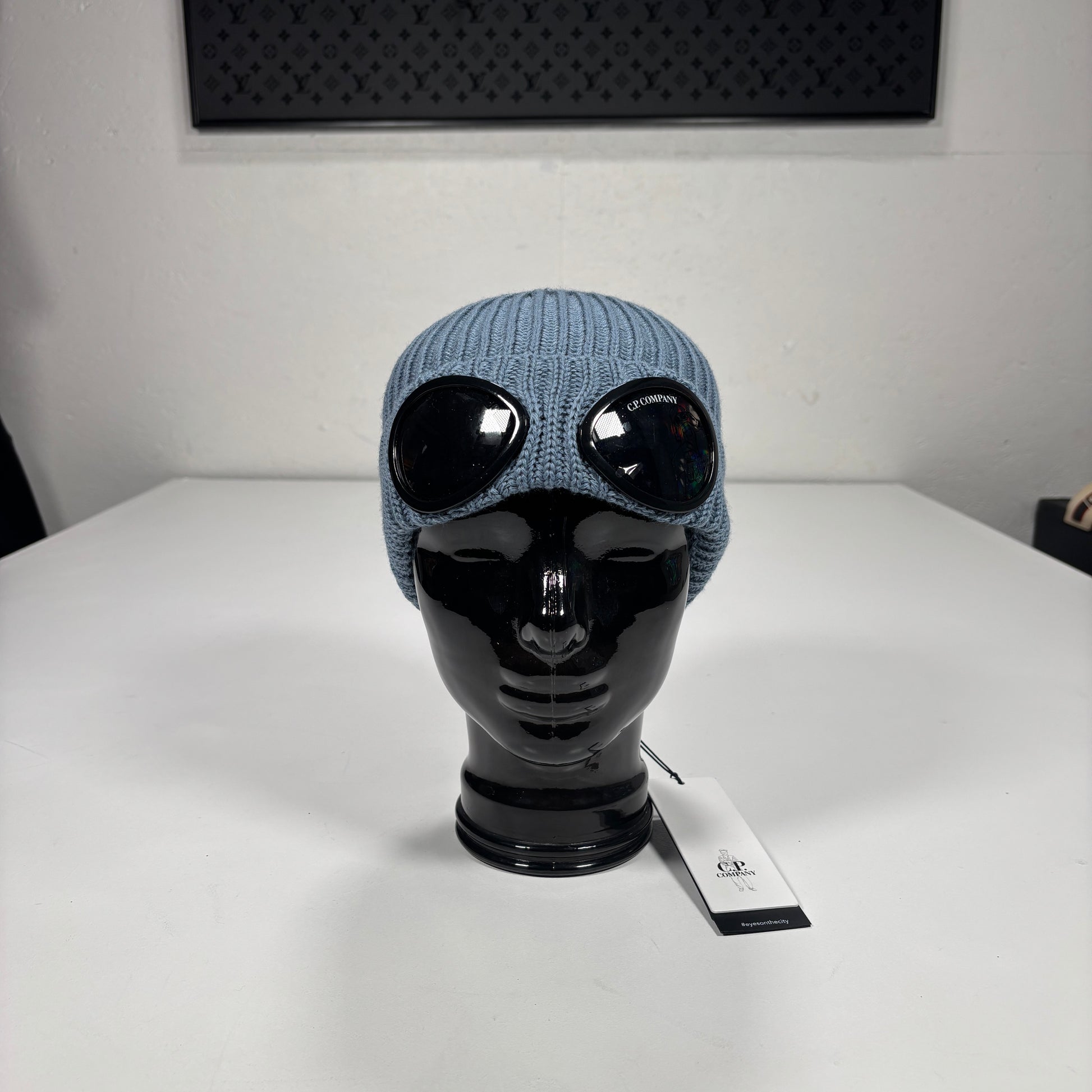 CP Company Blue Double Goggle Beanie Hat