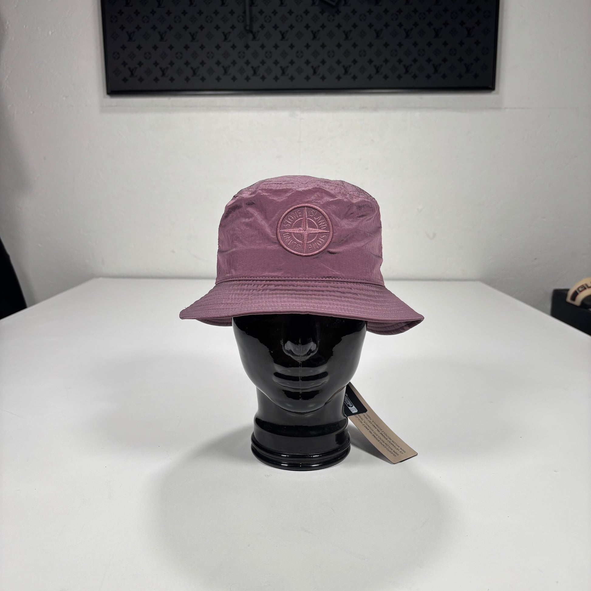 Stone Island Purple Logo Embroidery Bucket Hat