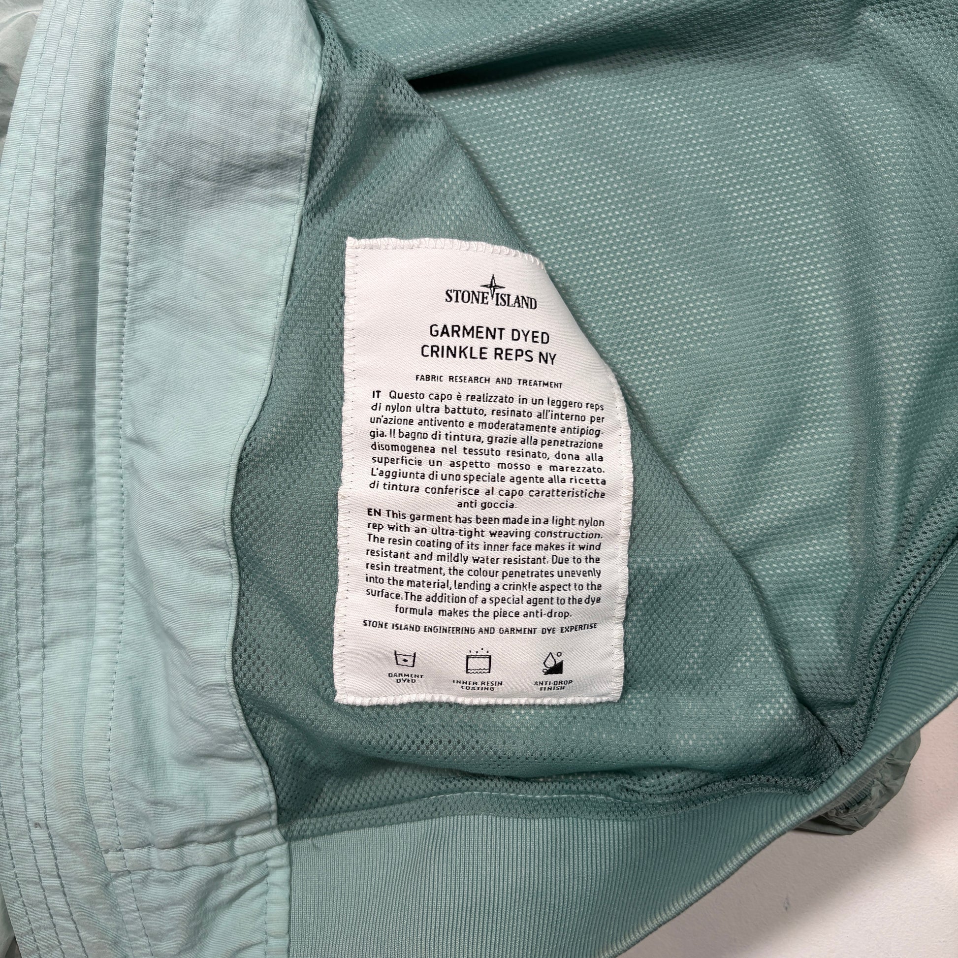 Stone Island Green Garment Dyed Crinkle Reps-NY Jacket