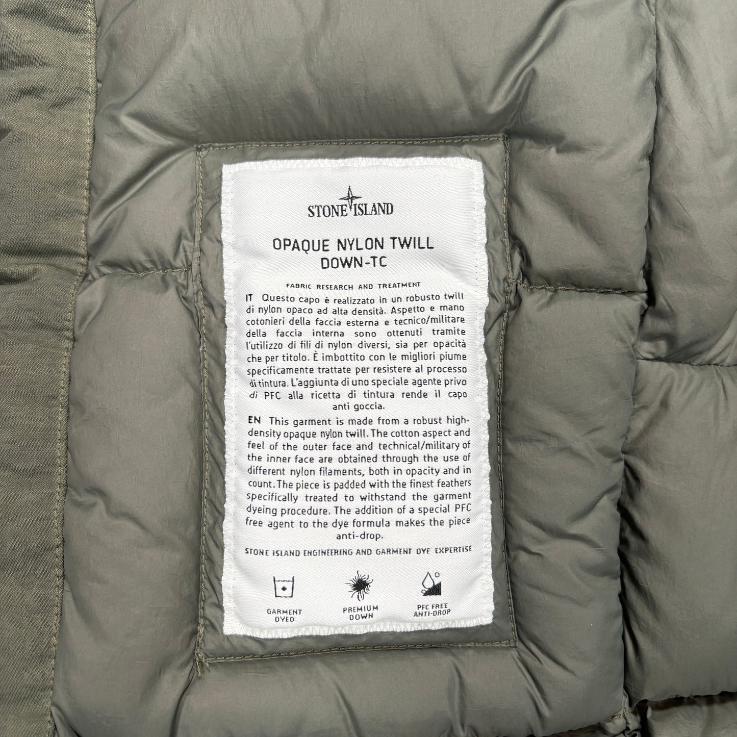 Stone Island Green Opaque Nylon Twill Down-TC Compass Patch Parka Coat