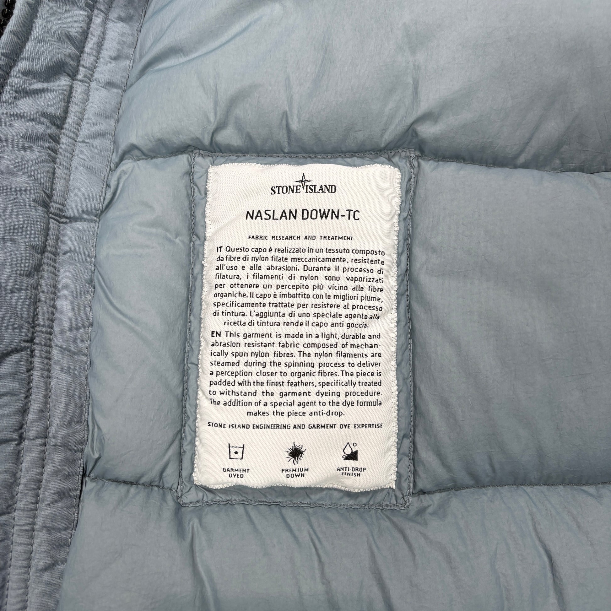 Stone Island Blue Naslan Down-TC Compass Patch Parka Jacket