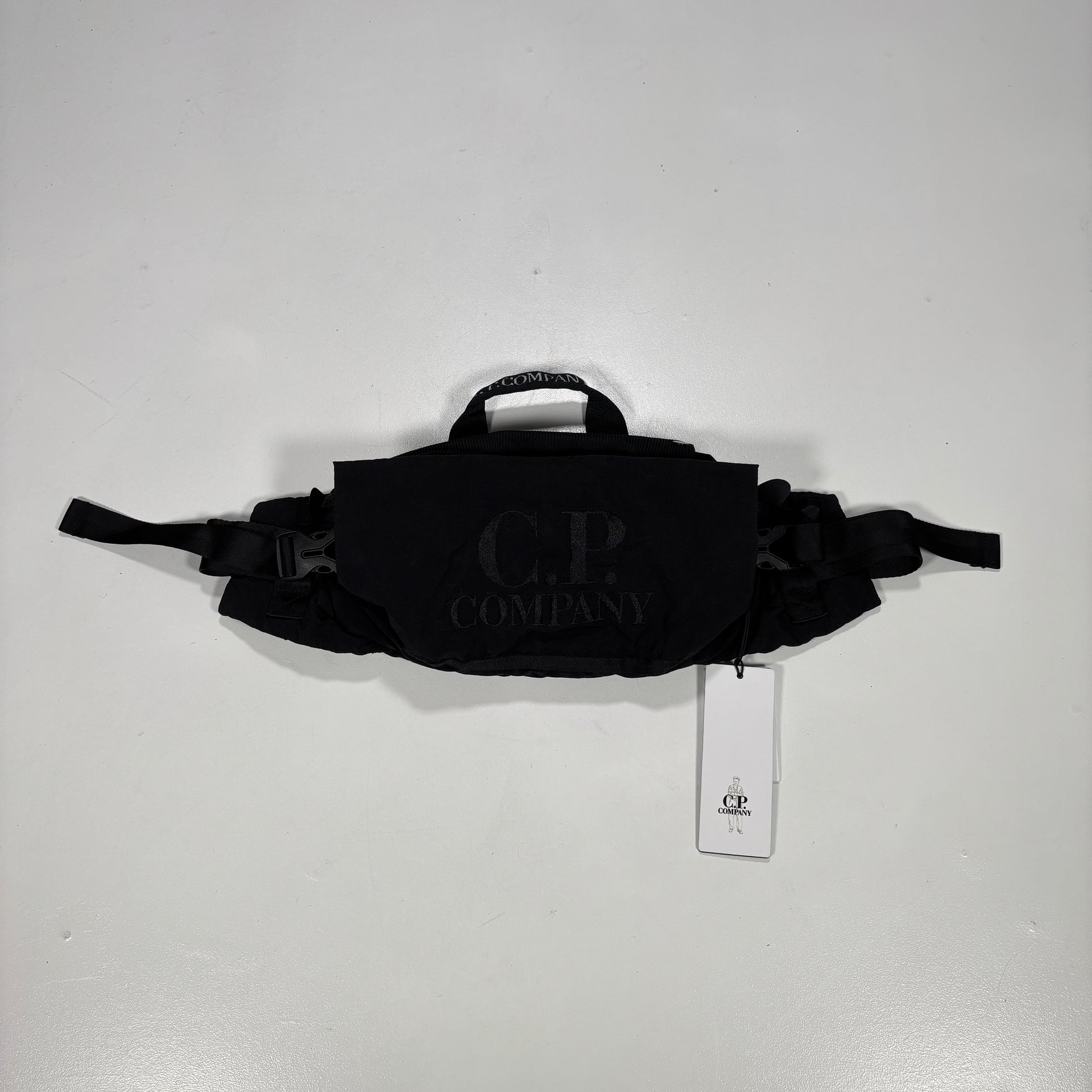 CP Company Black Logo Embroidery Waist Bag